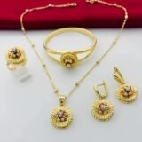 Parure Plaqué Or Chbika طقم الشبيكة أحجار ملونة شبيه الذهب 18 قيراط
