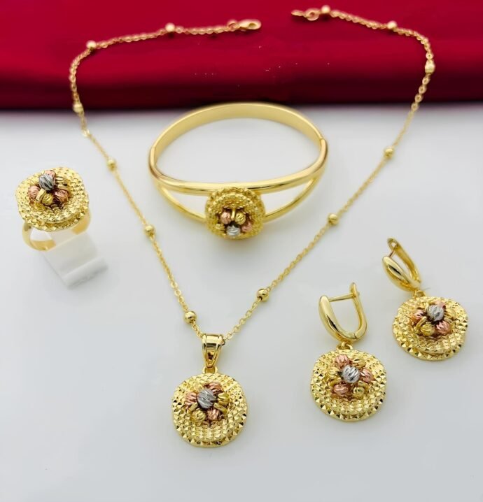 Parure Plaqué Or Chbika طقم الشبيكة أحجار ملونة شبيه الذهب 18 قيراط